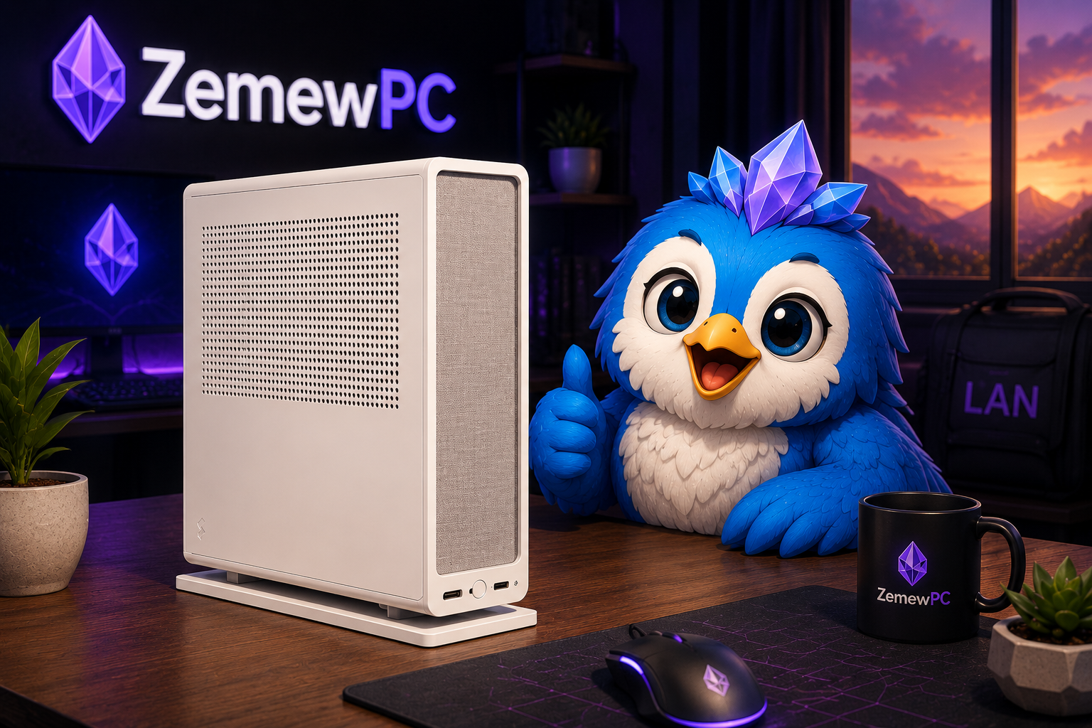 ZemewPC mini-ITX PC in a Fractal Design Ridge case on a desk setup